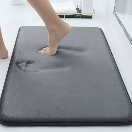 Buganda Memory Foam Bathroom Rugs, Absorbent Non-Slip Bath Mat for Bathroom, Soft Washable Bath Rug, 16"×24", Dark Grey