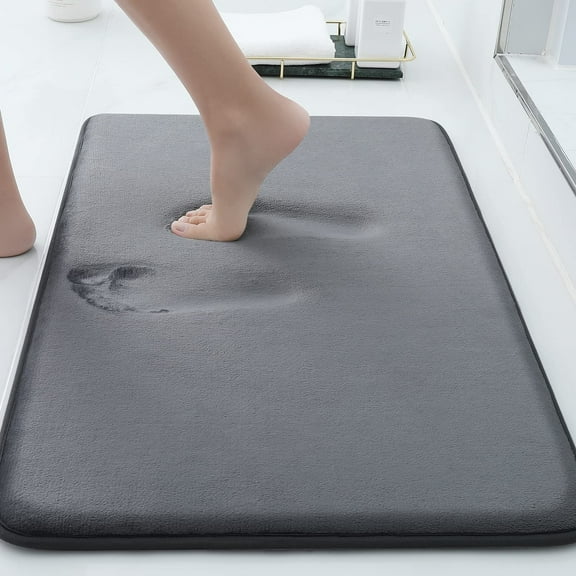 Buganda Memory Foam Bathroom Rugs, Absorbent Non-Slip Bath Mat for Bathroom, Soft Washable Bath Rug, 16"×24", Dark Grey