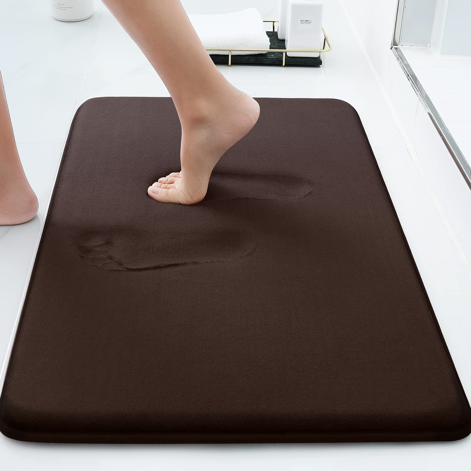 VANRA Small Bath Mat Bath Rugs Anti-Slip Memory Foam Non-Slip Bathroom Mat  Soft Bathmat Carpet 15.7 X 23.6 (Gray)
