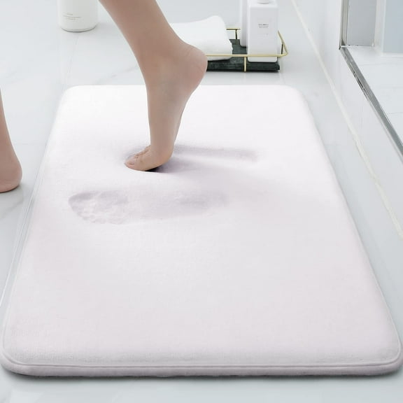 Buganda Memory Foam Bathroom Rugs, Absorbent Non-Slip Bath Mat for Bathroom, Soft Washable Bath Rug, 20"×32", White