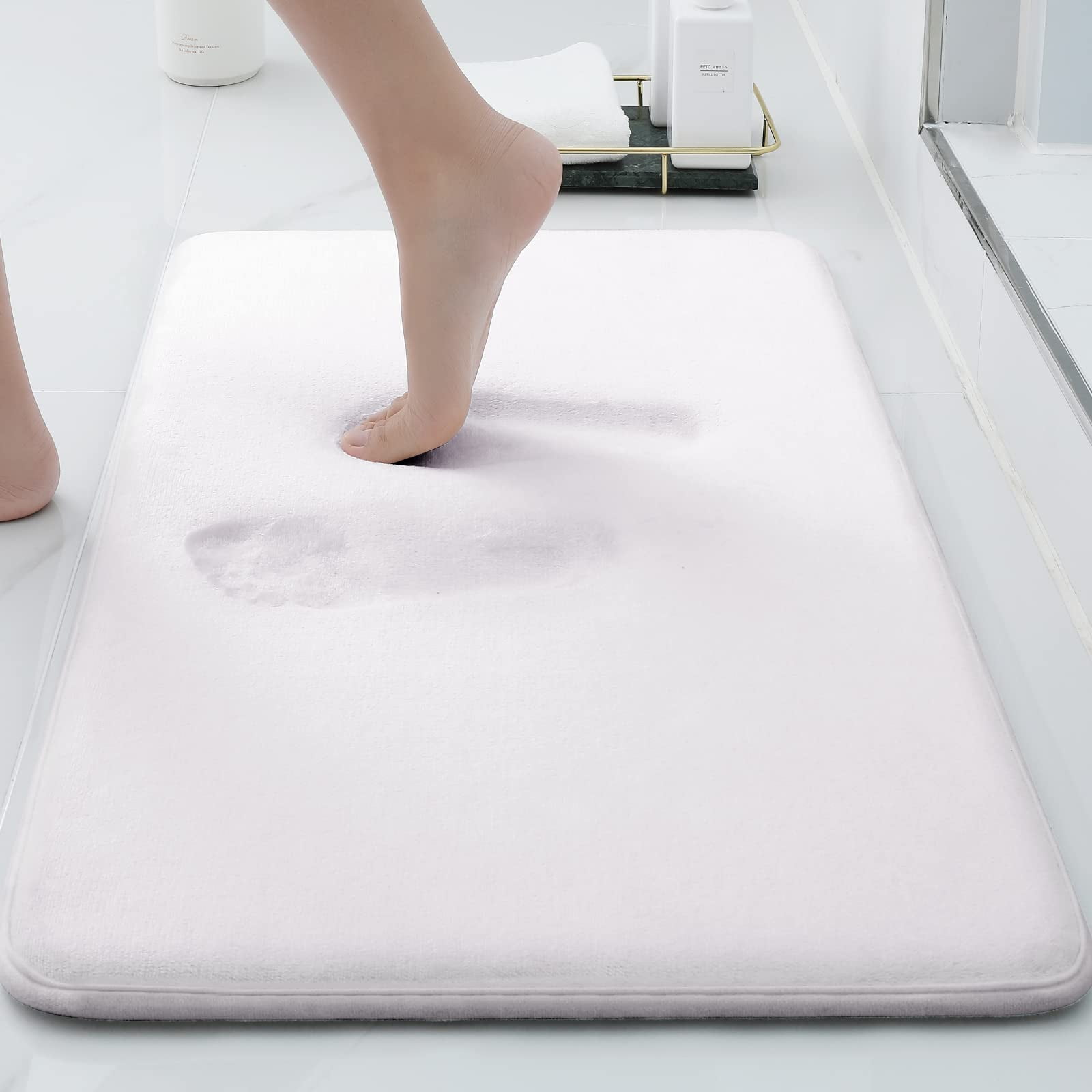 VANRA Small Bath Mat Bath Rugs Anti-Slip Memory Foam Non-Slip Bathroom Mat  Soft Bathmat Carpet 15.7 X 23.6 (Gray)