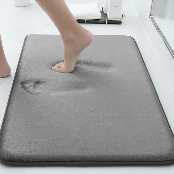 Buganda Memory Foam Bathroom Rugs, Absorbent Non-Slip Bath Mat for Bathroom, Soft Washable Bath Rug, 24"×47", Light Grey