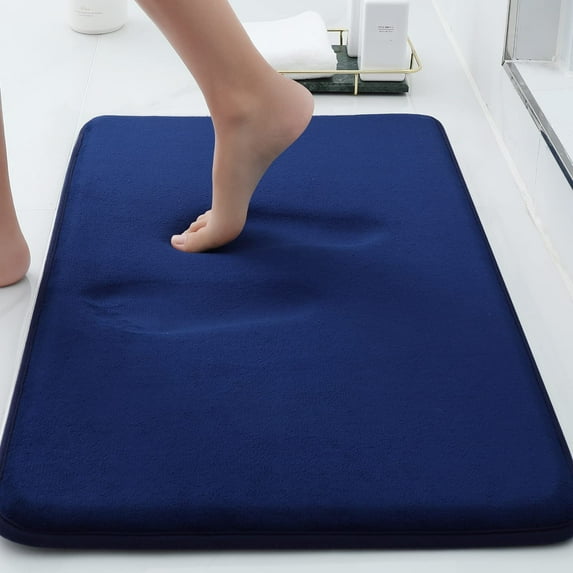 Buganda Memory Foam Bathroom Rugs, Absorbent Non-Slip Bath Mat for Bathroom, Soft Washable Bath Rug, 24"×47", Navy Blue