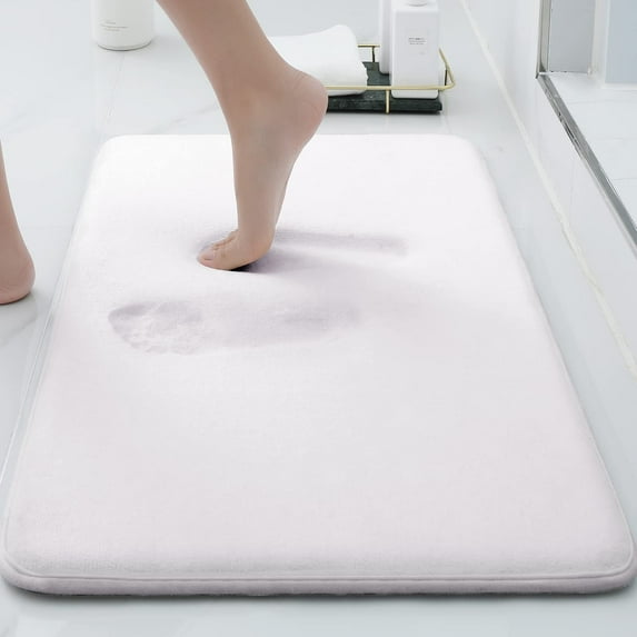 Buganda Memory Foam Bathroom Rugs, Absorbent Non-Slip Bath Mat for Bathroom, Soft Washable Bath Rug, 24"×47", White