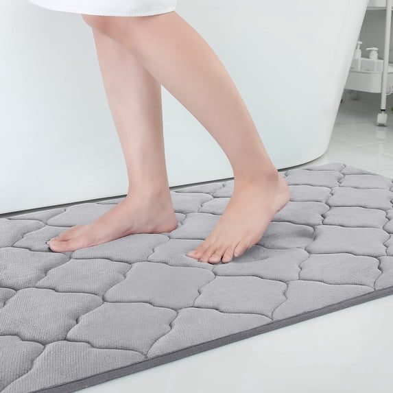 Buganda Memory Foam Bathroom Rugs, Large Size Ultra Soft and Absorbent Bath Mat, Thick Bath Rug Runner for Bathroom Floor, 47x24, Grey