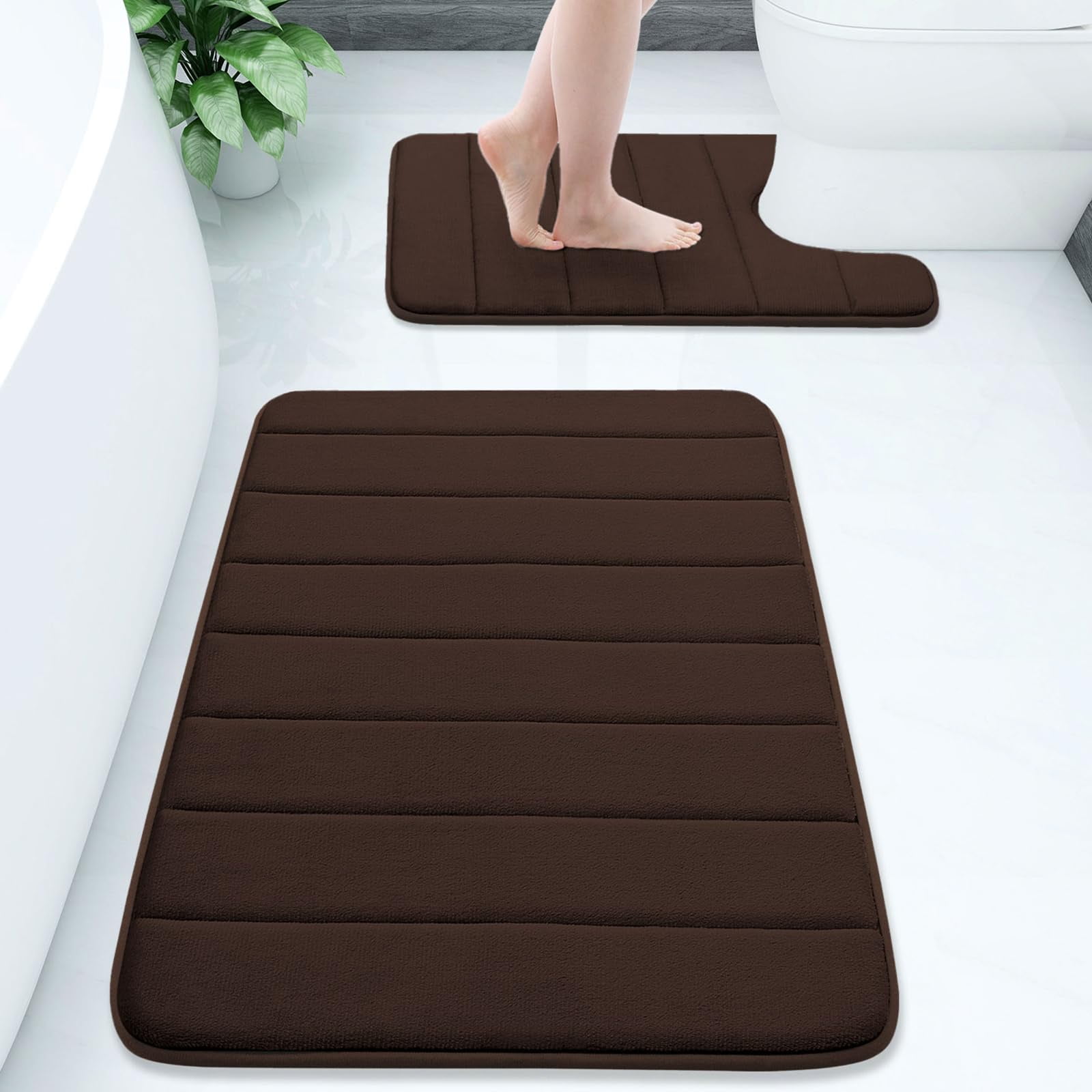 Buganda Memory Foam Bathroom Rugs Sets 2, 24"x16" Bath Mats and 24"x20 ...
