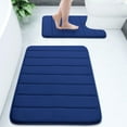thumbnail image 1 of Buganda Memory Foam Bathroom Rugs Sets 2, 24"x16" Bath Mats and 24"x20" U-Shaped Toilet Rugs, Soft Non Slip Absorbent Bath Rugs, Navy, 1 of 7