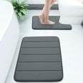 thumbnail image 1 of Buganda Memory Foam Bathroom Rugs Sets 2, 30"x20" Bath Mats and 24"x20" U-Shaped Toilet Rugs, Soft Non Slip Absorbent Bath Rugs, Dark Grey, 1 of 8