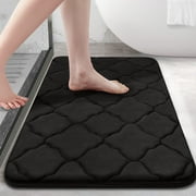 Buganda Memory Foam Bathroom Rugs, Ultra Soft and Absorbent Bath Mat, Thick Bath Rug for Bathroom Floor, 24x16, Black