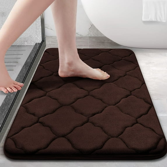 Buganda Memory Foam Bathroom Rugs, Ultra Soft and Absorbent Bath Mat, Thick Bath Rug for Bathroom Floor, 24x16, Brown
