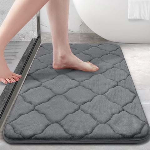 Buganda Memory Foam Bathroom Rugs, Ultra Soft and Absorbent Bath Mat, Thick Bath Rug for Bathroom Floor, 24x16, Dark Grey