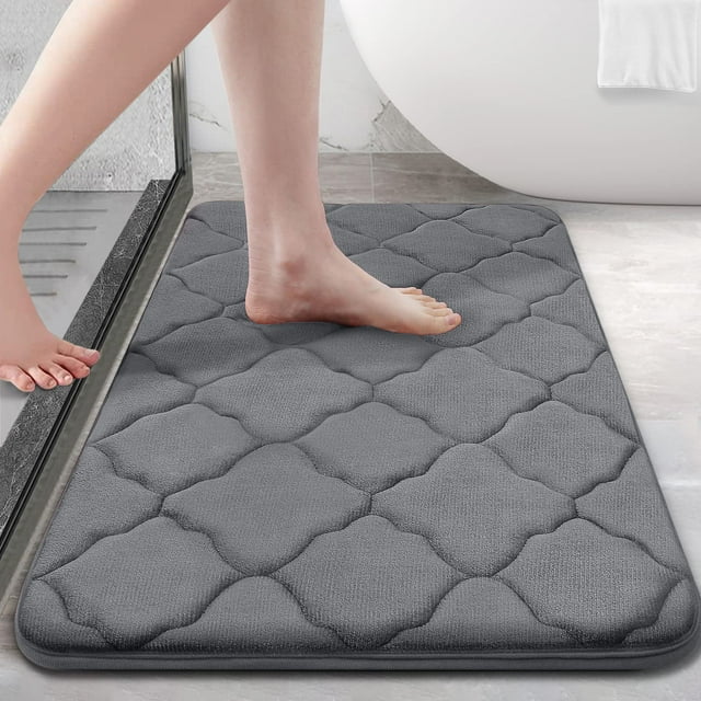Buganda Memory Foam Bathroom Rugs, Ultra Soft and Absorbent Bath Mat, Thick Bath Rug for Bathroom Floor, 30x20, Dark Grey