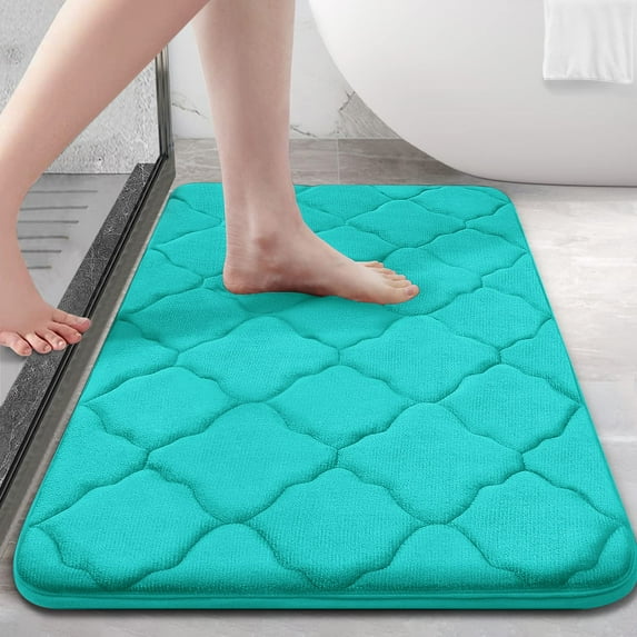 Buganda Memory Foam Bathroom Rugs, Ultra Soft and Absorbent Bath Mat, Thick Bath Rug for Bathroom Floor, 36x24, Teal