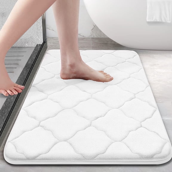 Buganda Memory Foam Bathroom Rugs, Ultra Soft and Absorbent Bath Mat, Thick Bath Rug for Bathroom Floor, 36x24, White