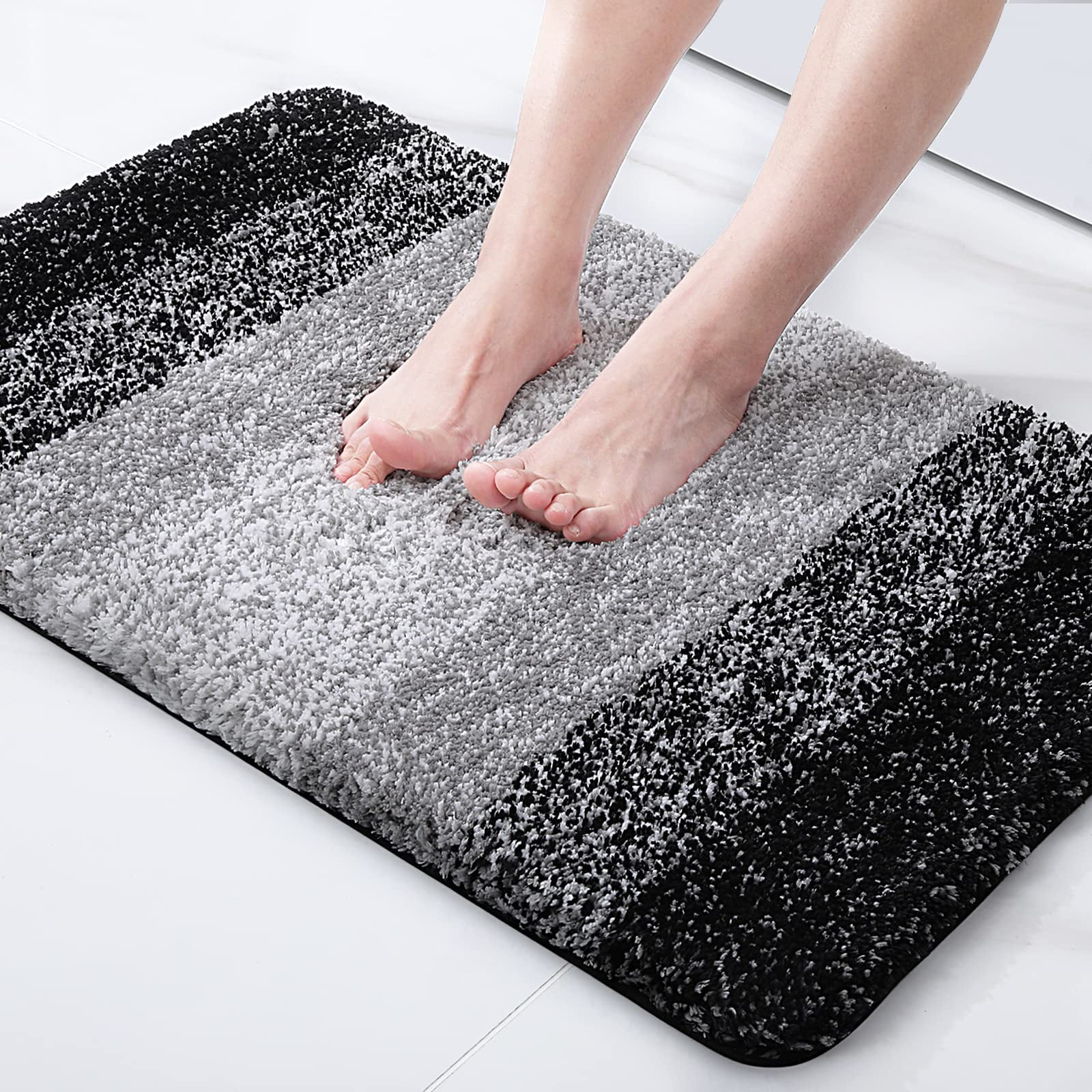 "Buganda Microfiber Bathroom Rugs, 16""x24"" Black, Extra Soft ...