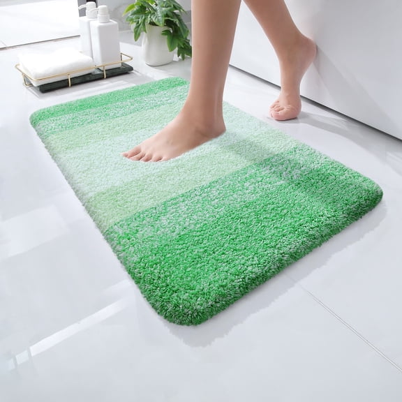 Buganda Microfiber Bathroom Rugs, 16"x24" Green Luxury Extra Soft and Absorbent Bath Mat, Non-Slip Plush Bath Carpet