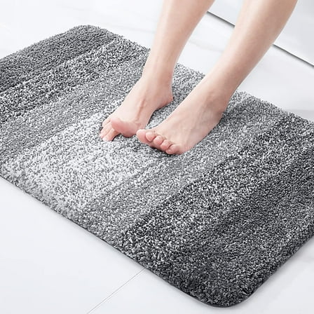 Buganda Microfiber Bathroom Rugs, 16"x24" Grey Luxury Extra Soft and Absorbent Bath Mat, Non-Slip Plush Bath Carpet