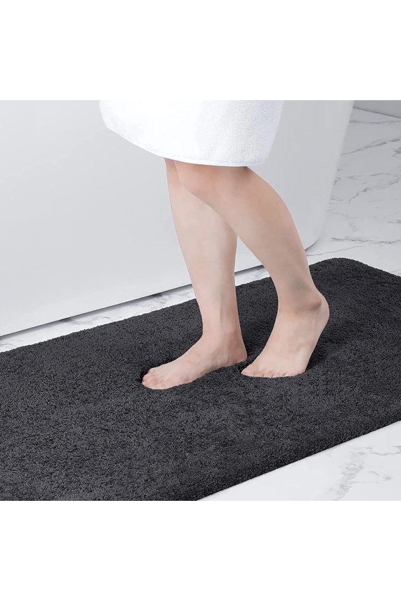 Microfiber Bathroom Rugs (16x24, Grey) Shaggy Soft and Absorbent, Non Slip, Thick Plush, Machine Washable Bath Mat and Bath Rugs for Bathroom