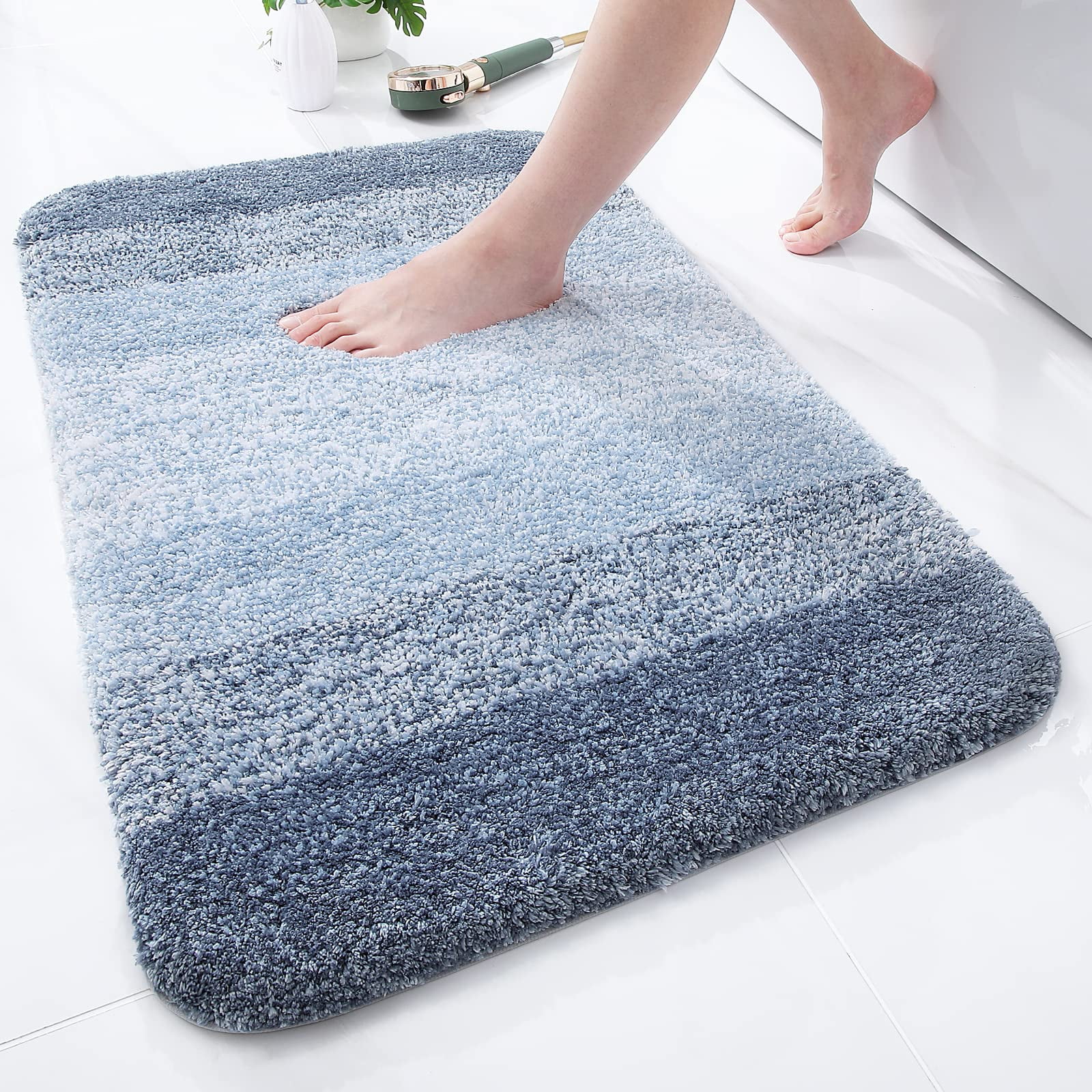 "Buganda Microfiber Bathroom Rugs, 20""x30"" Blue, Extra Soft, Thick, Water Absorbent, Non-Slip ...