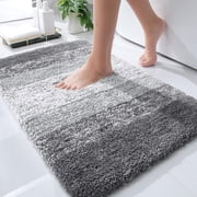 Buganda Microfiber Bathroom Rugs, 20"x30" Grey Luxury Extra Soft and Absorbent Bath Mat, Non-Slip Plush Bath Carpet