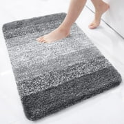 Buganda Microfiber Bathroom Rugs, 20"x30" Grey Luxury Extra Soft and Absorbent Bath Mat, Non-Slip Plush Bath Carpet