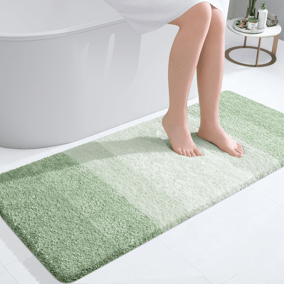 Buganda Microfiber Bathroom Rugs, 20"x47" Sage Green Luxury Extra Soft and Absorbent Bath Mat, Non-Slip Plush Bath Carpet
