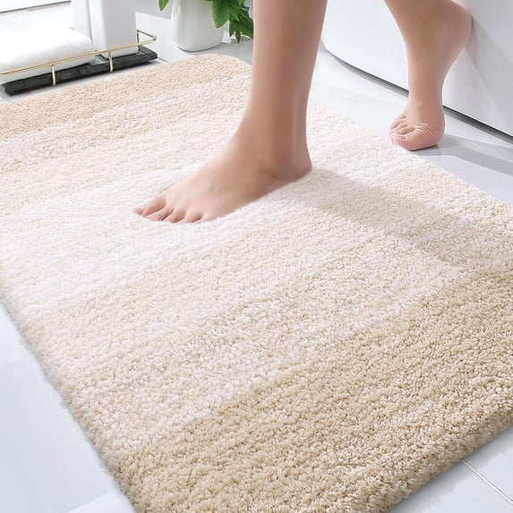 Buganda Microfiber Bathroom Rugs, 24"x36" Light Beige Luxury Extra Soft and Absorbent Bath Mat, Non-Slip Plush Bath Carpet