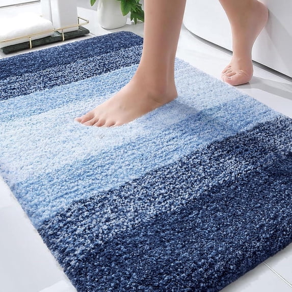 Buganda Microfiber Bathroom Rugs, 24"x36" Navy Blue Luxury Extra Soft and Absorbent Bath Mat, Non-Slip Plush Bath Carpet