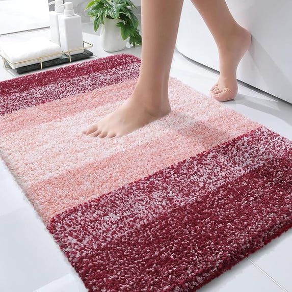 Buganda Microfiber Bathroom Rugs, 24"x36" Wine Red Luxury Extra Soft and Absorbent Bath Mat, Non-Slip Plush Bath Carpet
