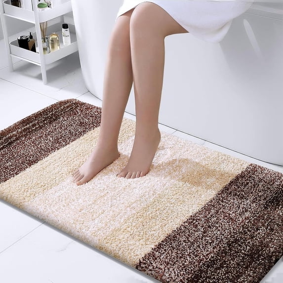 Buganda Microfiber Bathroom Rugs, 24"x44" Brown Luxury Extra Soft and Absorbent Bath Mat, Non-Slip Plush Bath Carpet