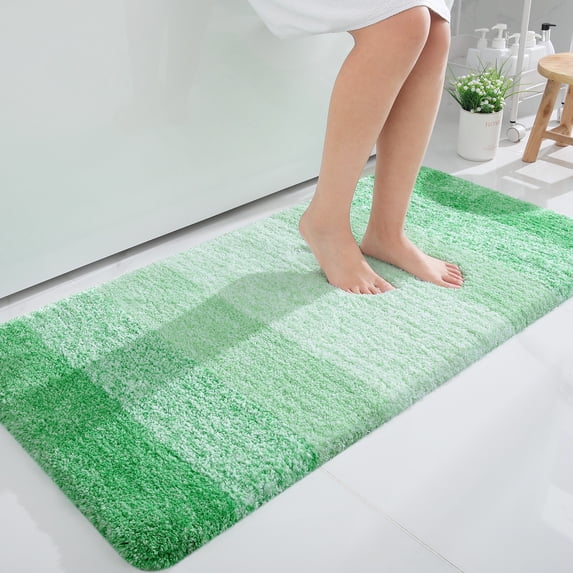 Buganda Microfiber Bathroom Rugs, 24"x47" Green Luxury Extra Soft and Absorbent Bath Mat, Non-Slip Plush Bath Carpet