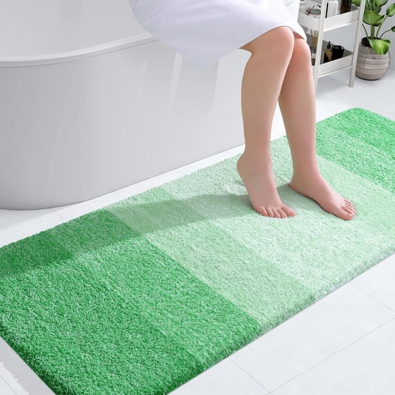 Buganda Microfiber Bathroom Rugs, 24"x59" Green Luxury Extra Soft and Absorbent Bath Mat, Non-Slip Plush Bath Carpet