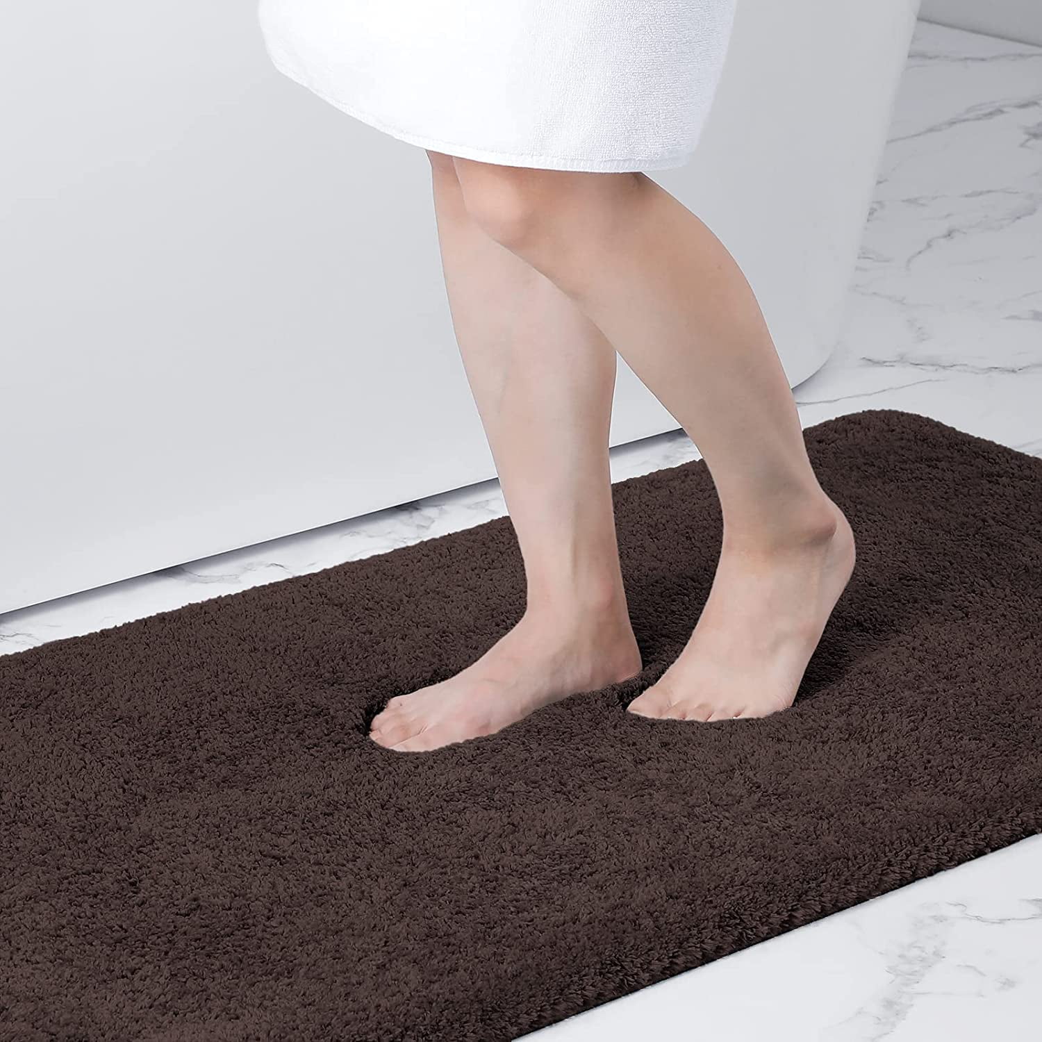 Buganda Microfiber Non-Slip Bathroom Floor Rugs (24x35.4, Brown), Soft ...