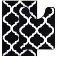 thumbnail image 1 of Buganda Microfiber Bathroom Rugs Set 2 Piece,U-Shaped Toilet Rug, Machine Wash Dry, Non-Slip Absorbent Shaggy Bath Mats for Tub, Shower and Bathroom (24"x16"+24"x20", Black), 1 of 6