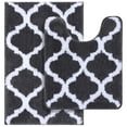 thumbnail image 1 of Buganda Microfiber Bathroom Rugs Set 2 Piece,U-Shaped Toilet Rug, Machine Wash Dry, Non-Slip Absorbent Shaggy Bath Mats for Tub, Shower and Bathroom (24"x16"+24"x20", Dark Grey), 1 of 6