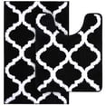 thumbnail image 1 of Buganda Microfiber Bathroom Rugs Set 2 Piece,U-Shaped Toilet Rug, Machine Wash Dry, Non-Slip Absorbent Shaggy Bath Mats for Tub, Shower and Bathroom (30"x20"+24"x20", Black), 1 of 6