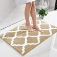 thumbnail image 1 of Buganda Microfiber Bathroom Rugs and Mats, Extra Soft and Absorbent Shaggy Bath Mats, Non-Slip Moroccan Trellis Bath Carpets, 24" x 36", Beige, 1 of 7