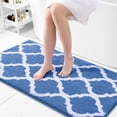 thumbnail image 1 of Buganda Microfiber Bathroom Rugs and Mats, Extra Soft and Absorbent Shaggy Bath Mats, Non-Slip Moroccan Trellis Bath Carpets, 24" x 36", Black, 1 of 6