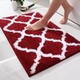 thumbnail image 1 of Buganda Microfiber Bathroom Rugs and Mats, Extra Soft and Absorbent Shaggy Bath Mats, Non-Slip Moroccan Trellis Bath Carpets, 24" x 36", Black, 1 of 6
