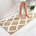 thumbnail image 1 of Buganda Microfiber Bathroom Rugs and Mats, Extra Soft and Absorbent Shaggy Bath Mats, Non-Slip Moroccan Trellis Bath Carpets, 24" x 47", Beige, 1 of 7