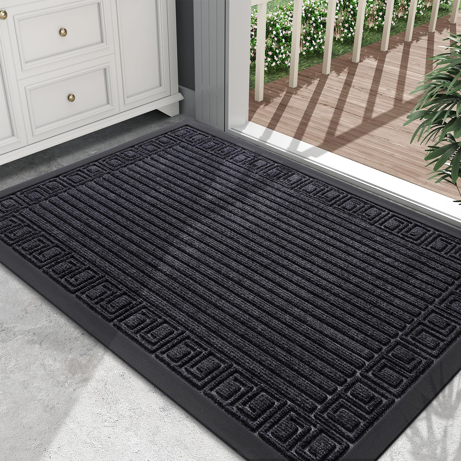 SIXHOME Outdoor Mat Non Slip Doormat 17x30 Front Door Mat Absorbent  Rubber Welcome Mat Low Profile Dirt Trapper Indoor Outdoor Doormat Thick