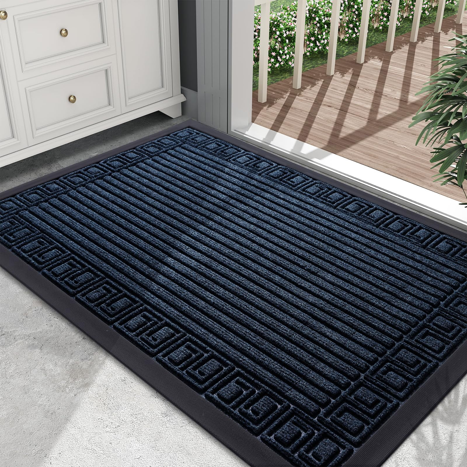 Buganda Outdoor Doormats, Heavy Duty Durable Rubber Door Mats, Absorbs
