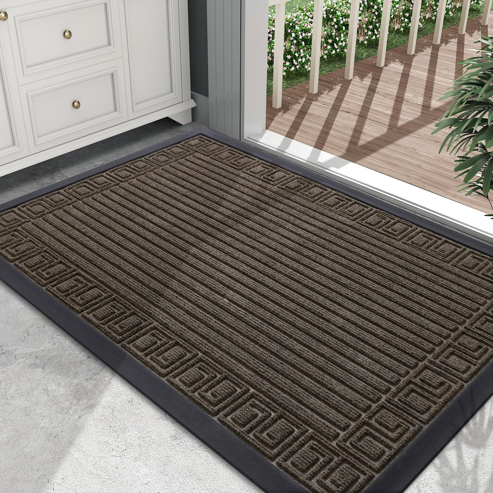 Buganda Outdoor Doormats, Heavy Duty Durable Rubber Door Mats, Absorbs