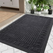 Buganda Outdoor Doormats, Heavy-duty Rubber Door Mats, Absorbs Moisture and Dirt Outdoor Mats, Low Profile Mats for Entry, 17x30, Grey