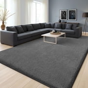 Buganda Soft Area Rugs, Low Pile Area Rug for Living Room Bedroom, Non Slip Washable Decor Carpet, 5x8, Dark Grey
