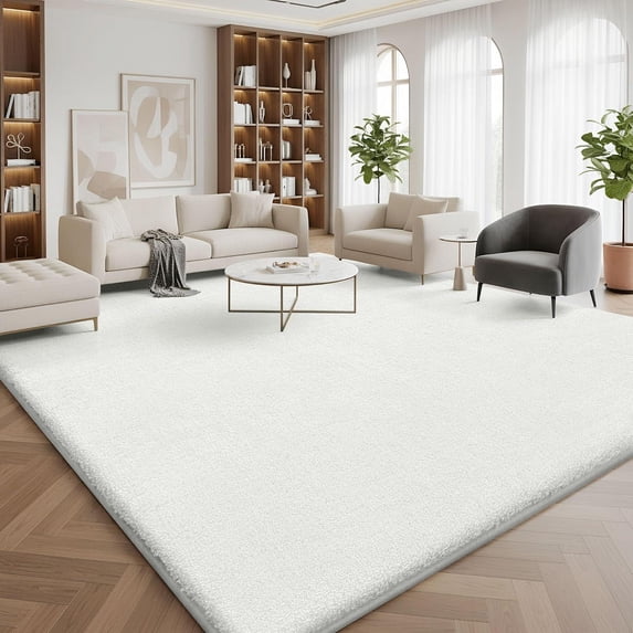 Buganda Soft Area Rugs, Low Pile Area Rug for Living Room Bedroom, Non Slip Washable Decor Carpet, 6'x9', Cream