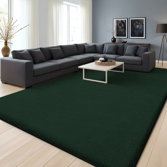 Buganda Soft Area Rugs, Low Pile Area Rug for Living Room Bedroom, Non Slip Washable Decor Carpet, 8'x10', Green