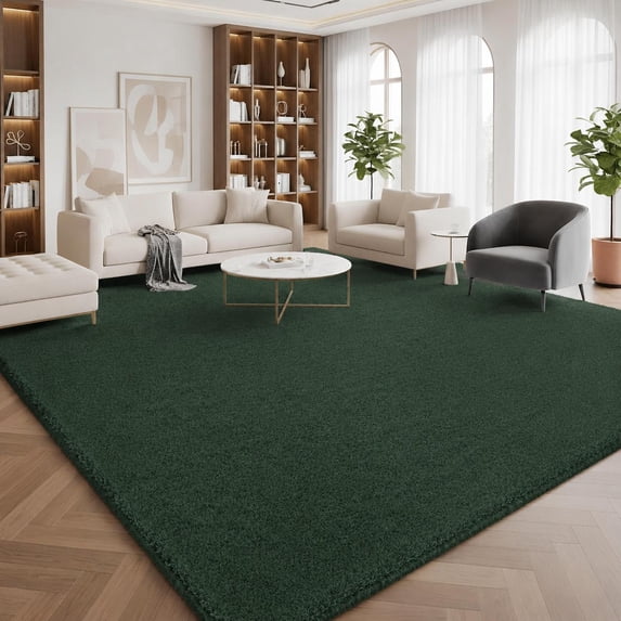 Buganda Soft Area Rugs, Low Pile Area Rug for Living Room Bedroom, Non Slip Washable Decor Carpet, 8'x10', Green