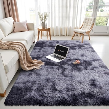 Buganda Soft Shag Area Rug, Washable Non-Slip Rug for Living Room Bedroom, Modern Decor Carpet, 5'X8', Light Grey