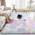 thumbnail image 1 of Buganda Soft Shag Area Rug, Washable Non-Slip Rug for Living Room Bedroom, Modern Decor Carpet, 5'X8', Rainbow, 1 of 6